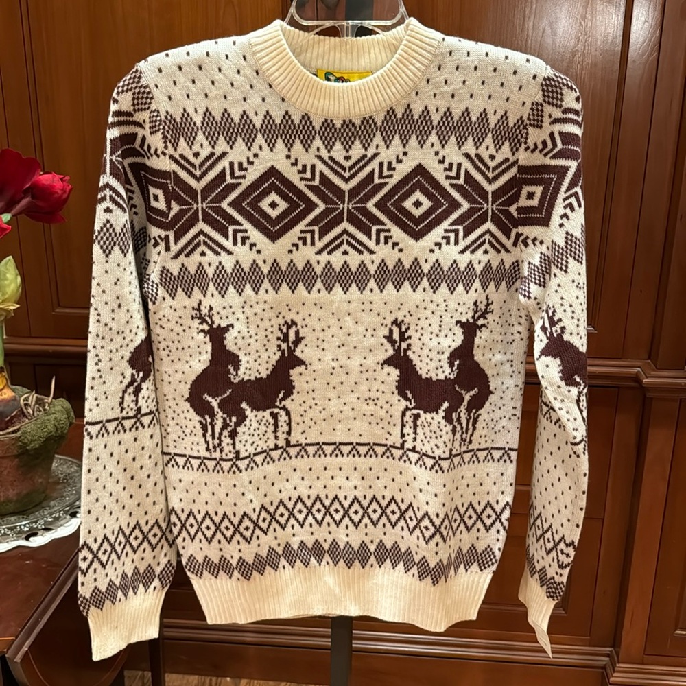 NWOT Tipsy Elves Ugly Classic Sweater Deer Men’s S Small Holiday Christmas NEW